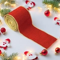 Red velvet Christmas ribbon with gold wire edges for holiday wreath and gift decorations - Red Velvet Ribbon / Red