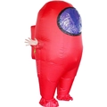 Inflatable red astronaut costume for adults featuring a blue face mask and backpack - Space Werewolf Red / One Size