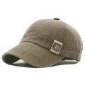 Berretto da baseball vintage in tela lavata marrone con patch logo per protezione solare - Regolabile / Cachi