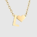 Cavigliera dorata in acciaio 316L con lettera L minimalista e ciondolo a cuore - Oro-L