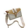 Borsa a tracolla in pelle PU beige e verde chiaro con catena dorata e tracolla larga - Giallo e Bianco / Giallo