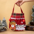 Christmas burlap gift bag with plush bear design and red drawstring handle - Bear Style