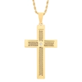 Pendentif croix en acier doré hip hop avec cristal rond et chaîne torsadée pour homme - Pendentif Couleur Or (Sans Chaîne)