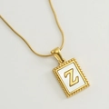 18K gold plated stainless steel snake chain necklace featuring a square letter Z pendant - Z (With Chain)