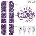 Kit di strass viola per nail art in scatola a 12 griglie con punte da 1,5 a 3mm - Strass Misti Viola Chiaro (12G-231)