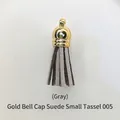 Pendentif gland en daim gris avec capuchon doré pour porte-clés DIY en résine - Pompon Style 5 Gris