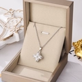 Collana con quadrifoglio in argento e zirconi trasparenti in scatola regalo lusso - Argento
