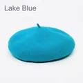 Classic lake blue wool beret featuring a signature top stem for autumn and winter style - M (56-58cm) / Lake Blue