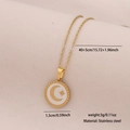 Golden stainless steel celestial pendant necklace with white enamel star and moon - Round White Enamel Star Moon (8#)