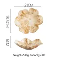 Japanese style retro ceramic petal shaped bowl in brown glaze finish, 21cm size - Brush Stroke Flower Plate