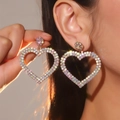 Sparkling iridescent rhinestone heart earrings for women with colorful shiny crystals - Colorful Large Heart Style (DTE1516232GL-WAB)