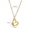 18k gold plated heart necklace with double overlapping heart pendant and O-chain link - Nested Double Heart