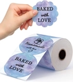 Round thermal stickers featuring blue purple starry sky design and Baked with Love text - 2*2 Inch Round-500pcs (Roll)-Baked With Love / Blue and Purple