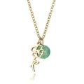 Gold stainless steel necklace featuring hollow flower charm and green birthstone bead - Hollow August Poppy