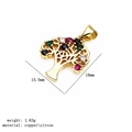 Golden tree pendant with multicolor zircons, copper jewelry size 15.5mm x 18mm - Tree Shaped Jewelry Pendant (6#)