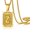 Detailed view of golden A-Z alphabet pendant with letter Z on a rectangle charm - Letter Z