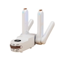 White foldable shoe dryer with brown leather strap and digital touch display - New Gemini White