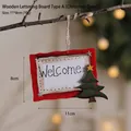 Christmas tree wooden welcome sign ornament with red frame and hanging jute rope 11x8cm - Wooden Sign Style L (Christmas Tree)