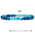6mm blue agate stone beaded bracelet with 19cm elastic band and natural stripe textures - Blue Striped Agate (FD6829) / 6mm/19cm