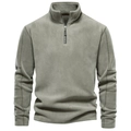 Men's olive green quarter-zip polar fleece sweatshirt with stand collar and reinforced seams - S / 1/4 Zip Olive Green (HD08)