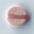 Soft pink crystal velvet powder puff with satin ribbon handle for makeup setting - Loose 55x10mm / Nude