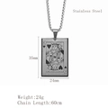 Silver King of Hearts poker card pendant necklace in stainless steel with 60cm chain - King K (LP1051)