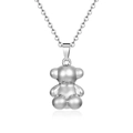 Collana con ciondolo a forma di orsetto in acciaio inossidabile lucido per uomo e donna - Argento (MS-285)