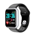 Y68 smart watch with silver metal case, black silicone strap, and fitness tracking UI - White Black