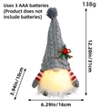 Luminous grey knitted Christmas gnome with LED glowing beard, dimensions 31x16x10cm - Grey Knitted Hat with Light
