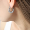 Pendientes geométricos plateados en forma de U con textura en espiral minimalista - Estilo de Textura Rayada (F1179) / Color Acero