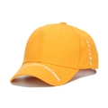 Yellow cotton baseball cap with white embroidered quote and curved brim detailing - Yellow