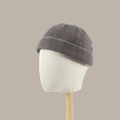 Retro brimless docker hat in dark grey corduroy fabric for a minimalist street look - Coffee