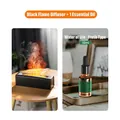 Black USB flame aroma diffuser set with 10ml essential oil and orange LED effect - DQ711 Square Type / With 10ml Fresh Essential Oil / Black