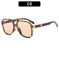 Classic C6 tortoiseshell aviator sunglasses with light orange amber lenses and double bridge - Tortoise Frame Champagne Lens