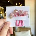Pink hair ties with glitter magic beads, cute hair accessories for girls daily styling. - Pink