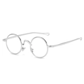 Occhiali da sole retrò in metallo argento con montatura rotonda e aste a goccia traforate - Montatura Argento Anti-Luce Blu C4