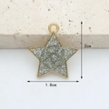 Star-shaped golden alloy pendant with grey glitter resin filling and 2cm height - Silver White Glitter Star