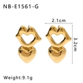Detailed view of 18k gold stainless steel hollow heart earrings with size and weight metrics - Gold Lip Heart Style (NB-E1561-G) / 18K Gold