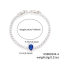 Silver tennis bracelet with white zircons and pear-cut deep blue center stone - White Gold Royal Blue Zirconia