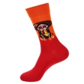 Socken zum Tag der Toten mit Catrina-Mustern in leuchtendem Orange und Rot, mittelhoch - 1358-Orangerotes Catrina-Porträt