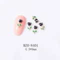 Detalle de dijes de rosa negra para uñas con hojas verdes y base de aleación dorada, 4,3x9mm - Rosa Negra (8401)