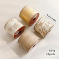 Set of four 6.3cm Christmas decorative ribbons with gold glitter lettering and snowflake patterns - Gold+Snowflake+Stripes+Pattern