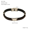 Pulsera de cuero trenzado con cierre de acero inoxidable en negro y marrón, largo 21,5 cm - Estilo Color Block Negro y Marrón Oscuro (ZH1862S)