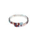 Dettaglio di un bracciale in argento con pietre multicolore dal taglio marquise - Bracciale Placcato Platino / Multicolore/Argento