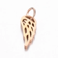 Polished rose gold wing shaped stainless steel pendant charm for jewelry making - Wing / Rose Gold