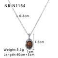 Silberne Halskette mit Lava-Effekt-Anhänger und braunem Tigerauge-Stein-Inlay - Silber Tigerauge unregelmäßiger Stil (NB-N1164) / 18K-Gold / Silber