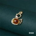 Gold swan pendant necklace with amber color-changing stone and sparkling zircon details - Gold Temperature Sensitive Swan
