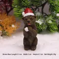 Figurine d'ours brun de Noël avec bonnet et boule de neige, décor résine, haut 6,7cm - Ours Brun Bataille de Boules de Neige Ornement