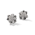 Orecchini a perno a fiore in argento 925 con delicata trama di petali su sfondo bianco - Oro Bianco