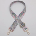 Adjustable wide bohemian shoulder strap with colorful pastel print and gold hardware - No. 654 Colorful Graffiti Gold Hook